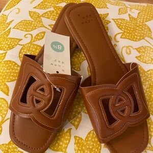 a new day Cognac Brown Cutout Slide Mules